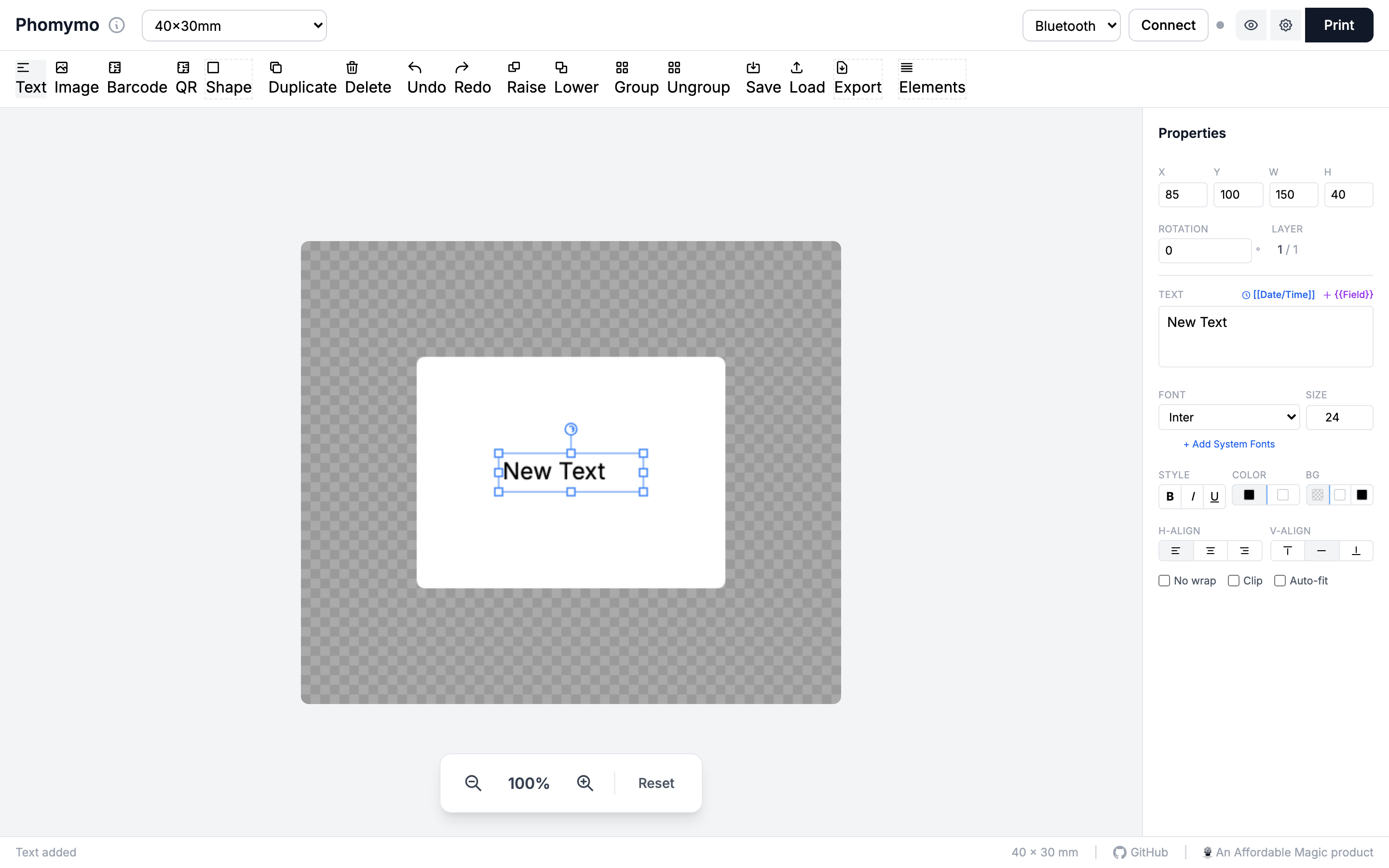 Text element added